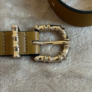 H&M Brown Leather Belt with Gold Buckle